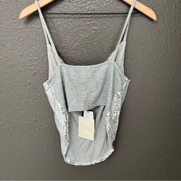 NWT Revolve x Kendall + Kylie Sequin Handkerchief Top in Heather Grey | size S - Picture 10 of 13